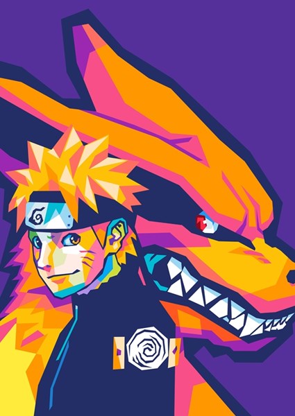 Naruto et Kurama dans WPAP affiches et impressions par V Styler - Printler