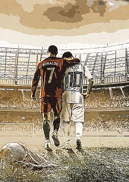 Messi and Ronaldo Chess Print Poster Wall Art Canvas Messi CR7 