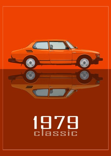 Saab 99 1979 orange posters & prints by Joost Hogervorst - Printler