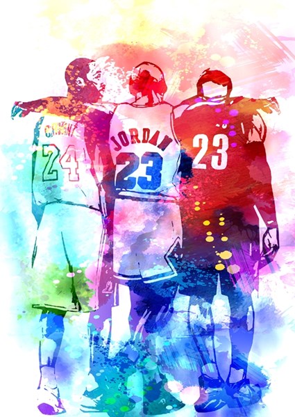 Kobe Jordan James posters prints by Masdian Watercolor