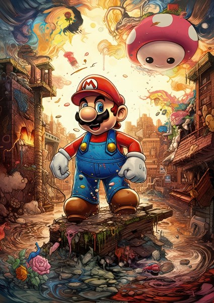 Super Mario In A Trippy World Posters & Prints By Markus Utas - Printler