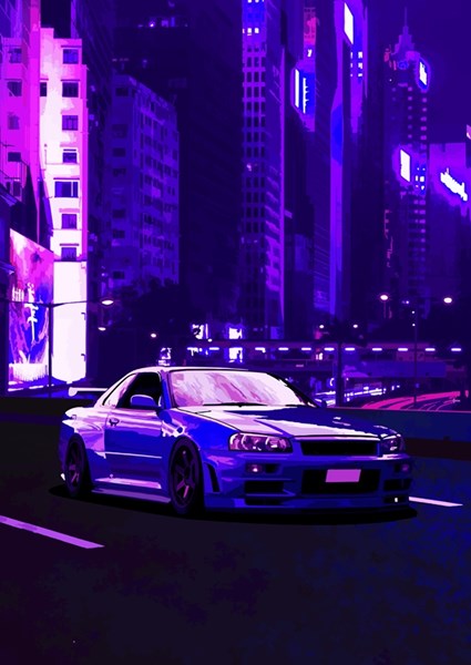 Nissan GTR R34 Blau Poster von nueman
