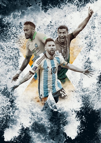Football Star Players poster Print Image Neymar Ronaldo Messi