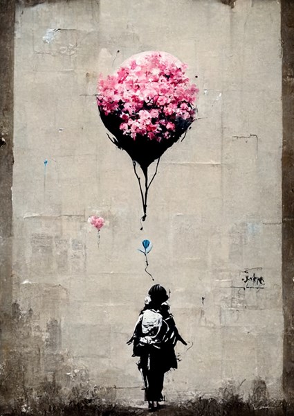 Blütenballong x Banksy poster av Daniel Decker