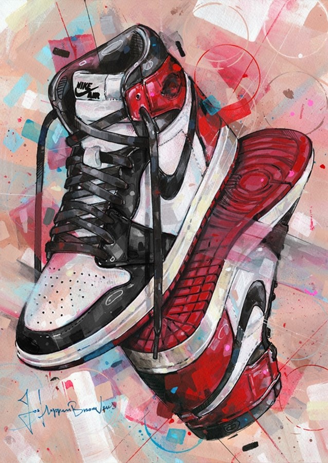 Pintura de zapatillas Jordan 1 posters y Art Prints de Jos Hoppenbrouwers Printler