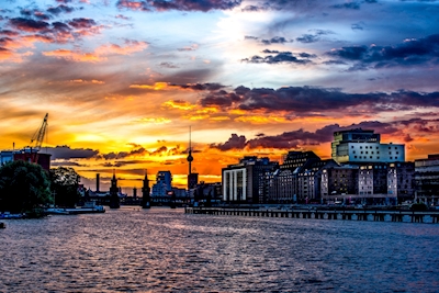 Sunset river Spree Berlin 