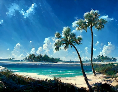 Dream beach with palm trees