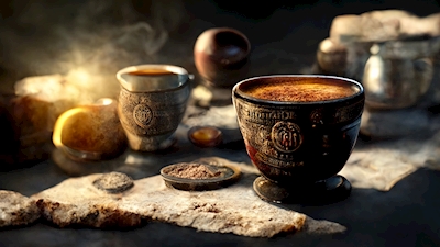 Anuncio de café romano antiguo