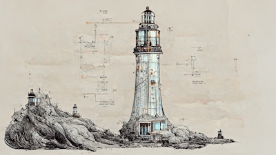 Grafika koncepcyjna latarni morskiej