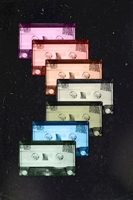 Cassetten in Retro Farben