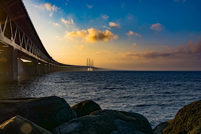 Západ slunce na mostě Öresund