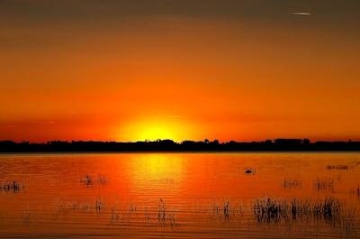 Západ slunce Jezero Schwerin