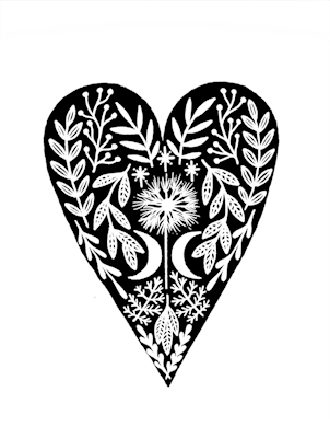 Corazón de patrón botánico