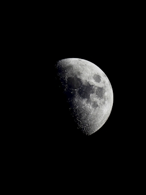 Media luna en una noche clara