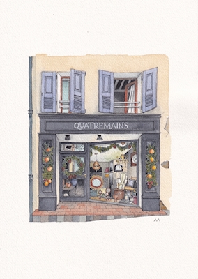 French shopfront in Christmas 
