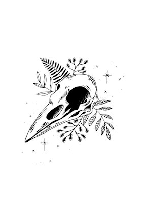 Floral Raven Skull