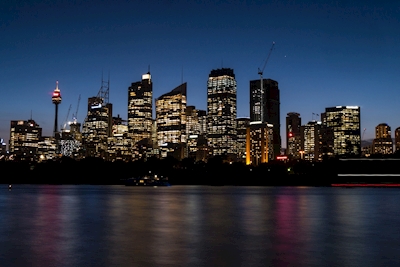 Skyline van Sydney bij nacht
