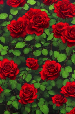 Rød rosenbusk