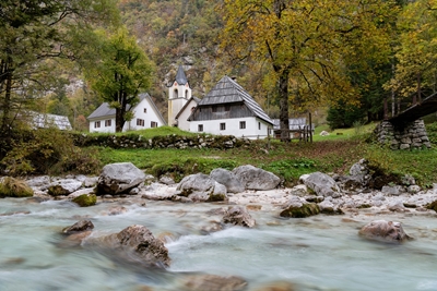 Church on Soča River, Slovenia