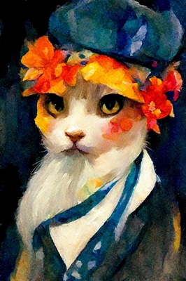 Kat met hoed