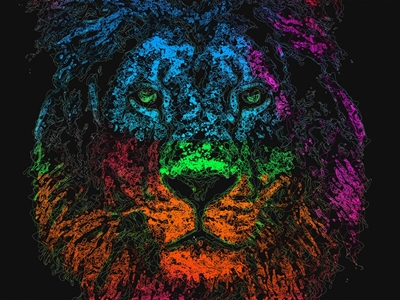 Farverig løve