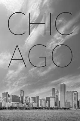 Chicagos skyline og tekst