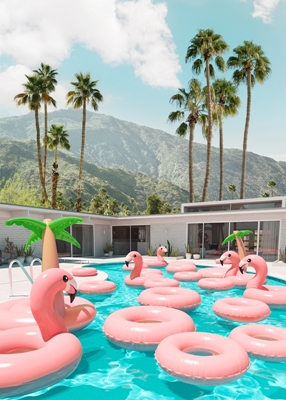 Fête de la piscine Flamingo