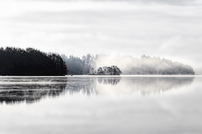 Mist over het meer