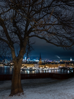 Zimní noc ve Stockholmu