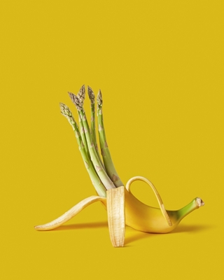 asparagus in a banana peel