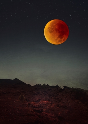 Lua de sangue sobre a paisagem