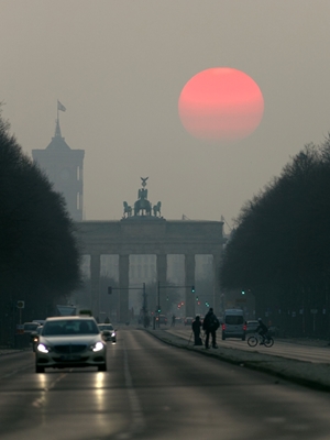 Berlin red sun rises