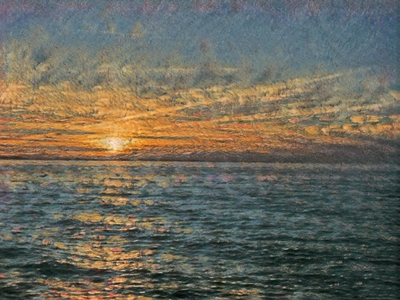 Zonsondergang aan zee