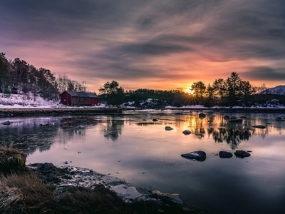 Zimní morgon v Norsku