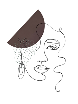 Woman face in one line 