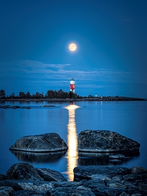 Lighthouse in moonlight