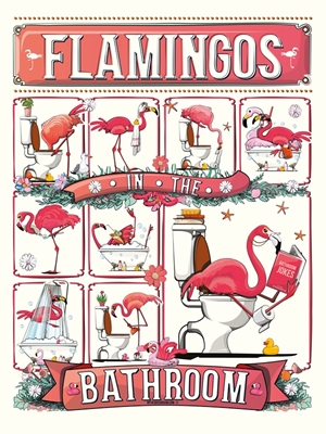 Flamingo's in de badkamer