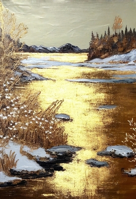 Lake Reflection of Golden Sun