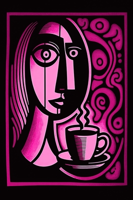 Kahvi a la Picasso nainen