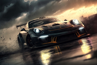 Porsche rijdt een race