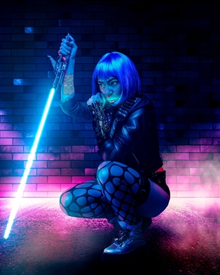 Cyberpunková neonová dívka