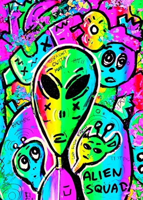 Colorful pop art aliens