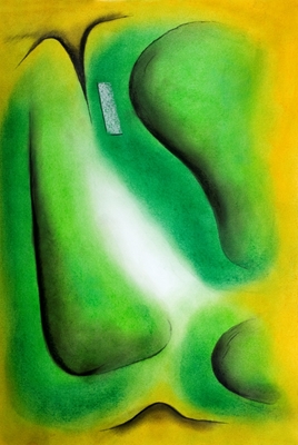 Pastelkridt - grønt ansigt