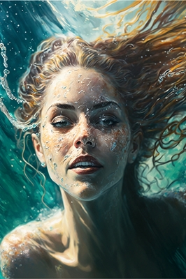 Svømmende kvinne under vann