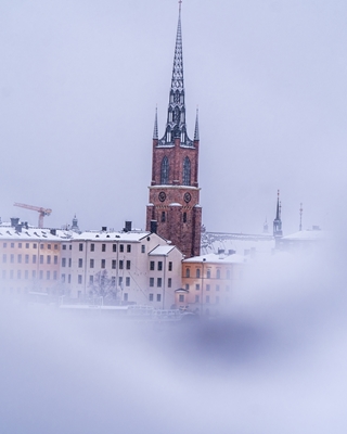 Kostel Riddarholmen v zimě