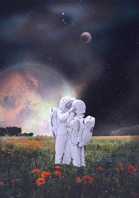 Astronauter kysser Collageart 