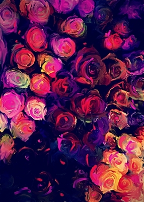 Ruusukukka abstraktissa värissä