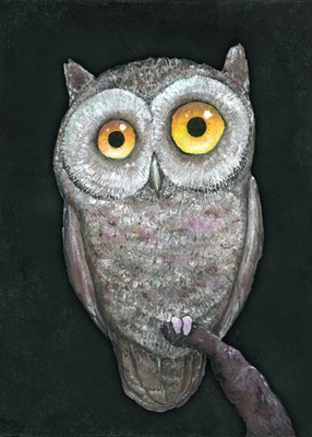 An oil painting of a funny owl