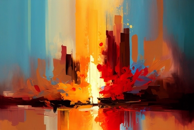 Färgglad abstrakt oljemålning