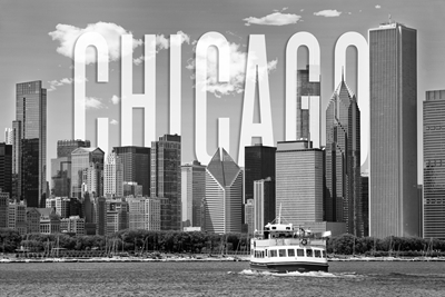 CHICAGO Skyline monokrom